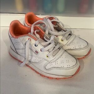 Reebok Classic Leather sneakers in white and peach orange size 10